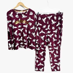 Harry Potter PJ Set 2 Piece Brick Red XL (16-18) Hogwarts Owl Hedwig Girls